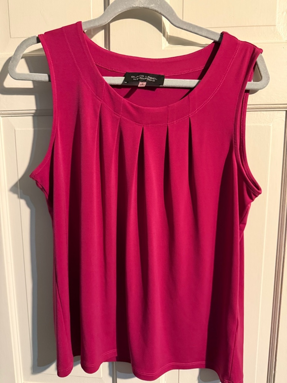 Black Label by Evan-Picone Hot Pink Pleated Tank Top